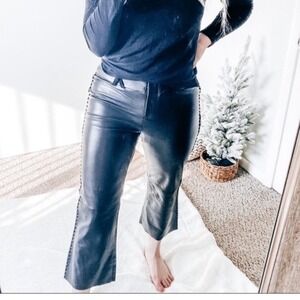 Vintage Margaret Godfrey Black Leather Whipstitch Pants Women Size 10 Style 8420